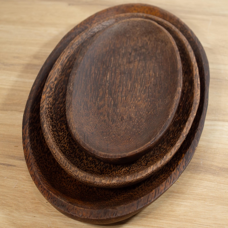 Wood Oval Tray Set