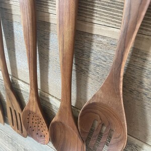 Teak Wood Kitchen Utensil Set: Artisan Crafted Wooden Spoons, Sustainable Cooking Tools image 10