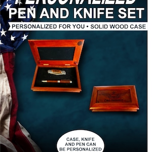 Personalized Knife and Pen Set. Great PCS Award, Military Retirement Gift, Promotion Award, Gift for Soldier