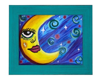 Abstract Moon Goddess Painting 11x14 inch Canvas Panel