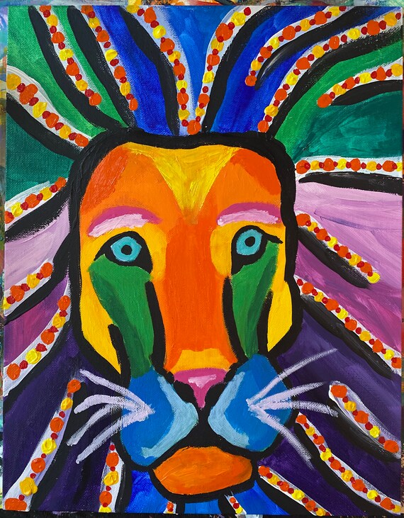 Abstract Lion Painting Etsy