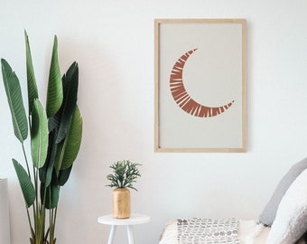 Abstract Moon Instant Digital Download / Modern, Minimalistic Printable Digital Art / Boho Digital Wall Art