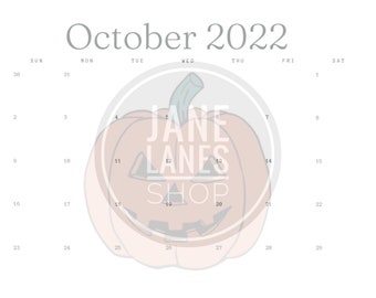 Halloween Pumpkin Digital Download / Printable/ PDF Calendar