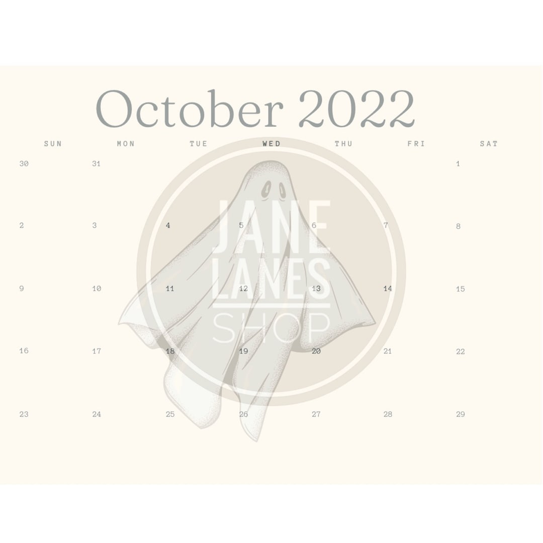Halloween Ghost Digital Download / Printable/ PDF Calendar - Etsy