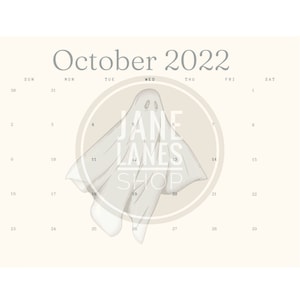 Halloween Ghost Digital Download / Printable/ PDF Calendar