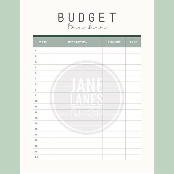 Simple Budget Tracker Digital Download / Printable PDF / - Etsy