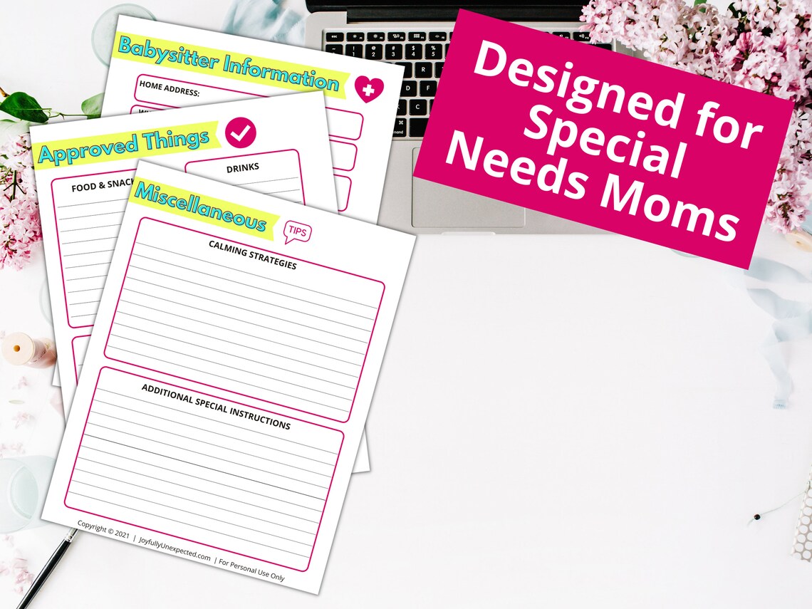 Babysitting Binder for Special Needs Children Editable Etsy