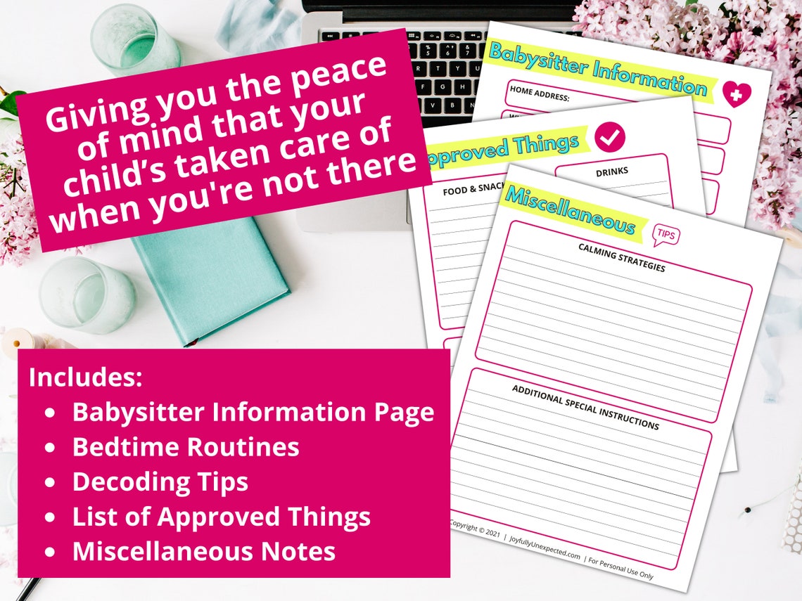 Babysitting Binder for Special Needs Children Editable Etsy