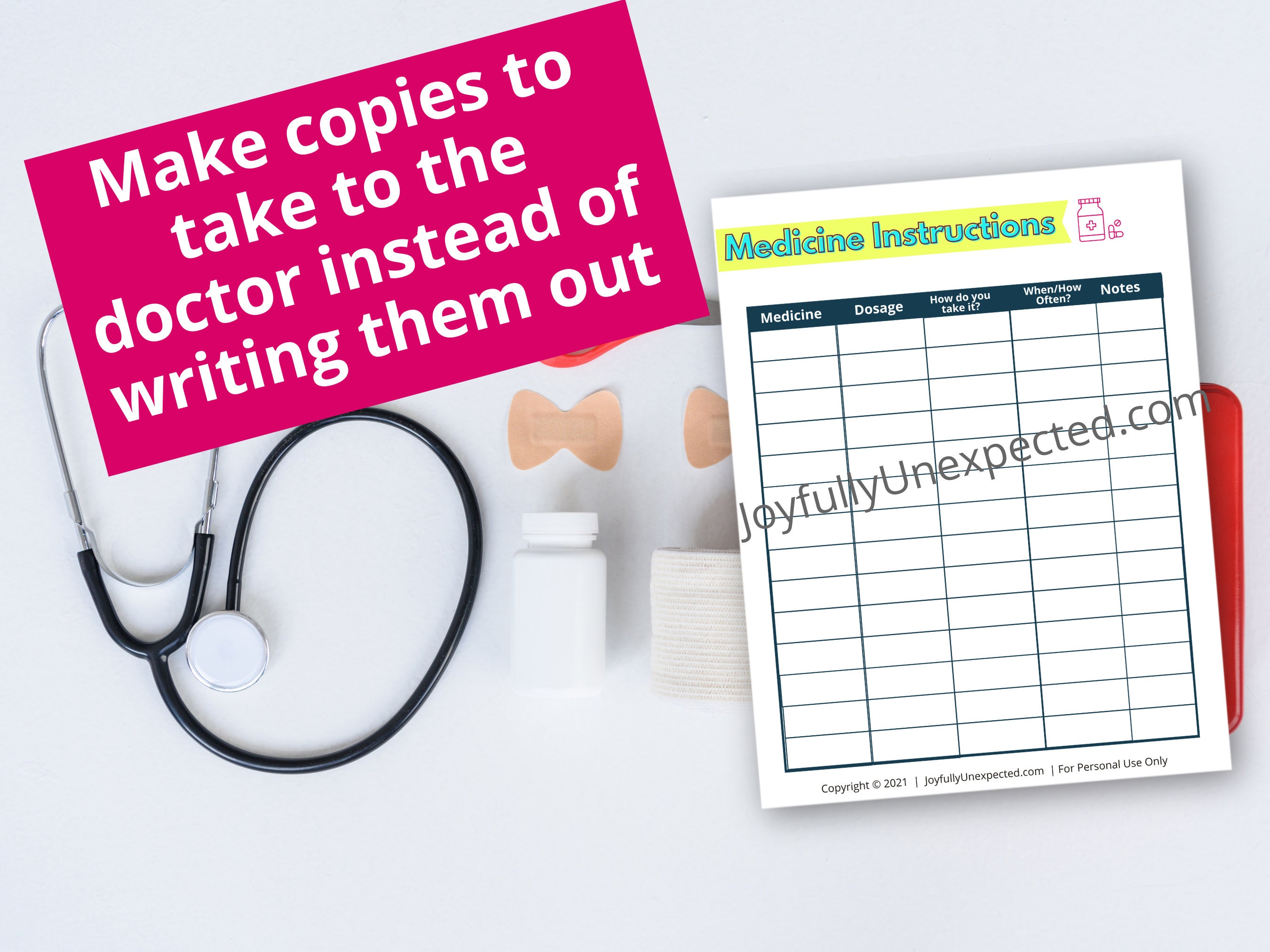 Medicine Instructions Printable Etsy