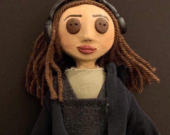 Personalized Doll: Handmade Mini Me Doll, Coraline Style, Button eye doll