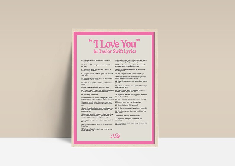Digital i Love You in Taylor Swift Lyrics Digital Art, Digital Poster