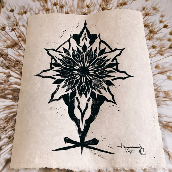 Mandala Linolprint Lokta Paper