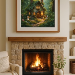 Enchanted Cottage in Fairy Glen – Fairycore Forest House Fine Art Print Digital PNG - SVG Whimsical Wall Decor, Sublimation, Fantasy Crafts