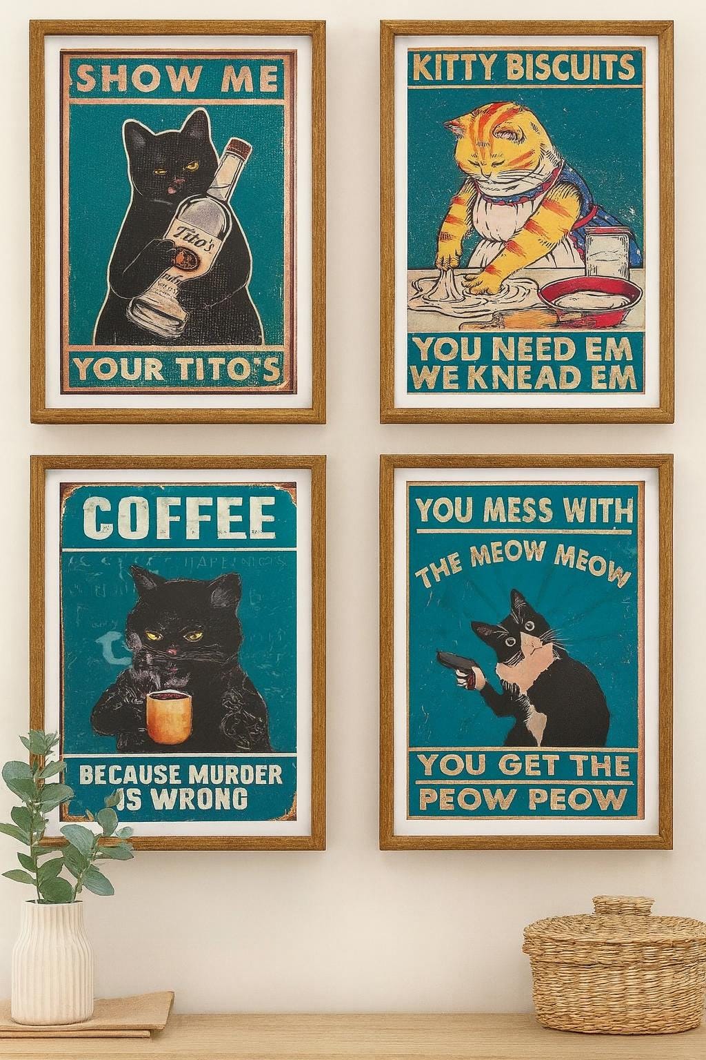 KHDULQ Metalen tinnen bord, grappige zwarte kat, retro plaqu poster, muurkunst, print, decoratie, 30 x 20 cm, voor thuis, bar, badkamer, deur, winkel, keukendecoratie, verjaardag, poster en