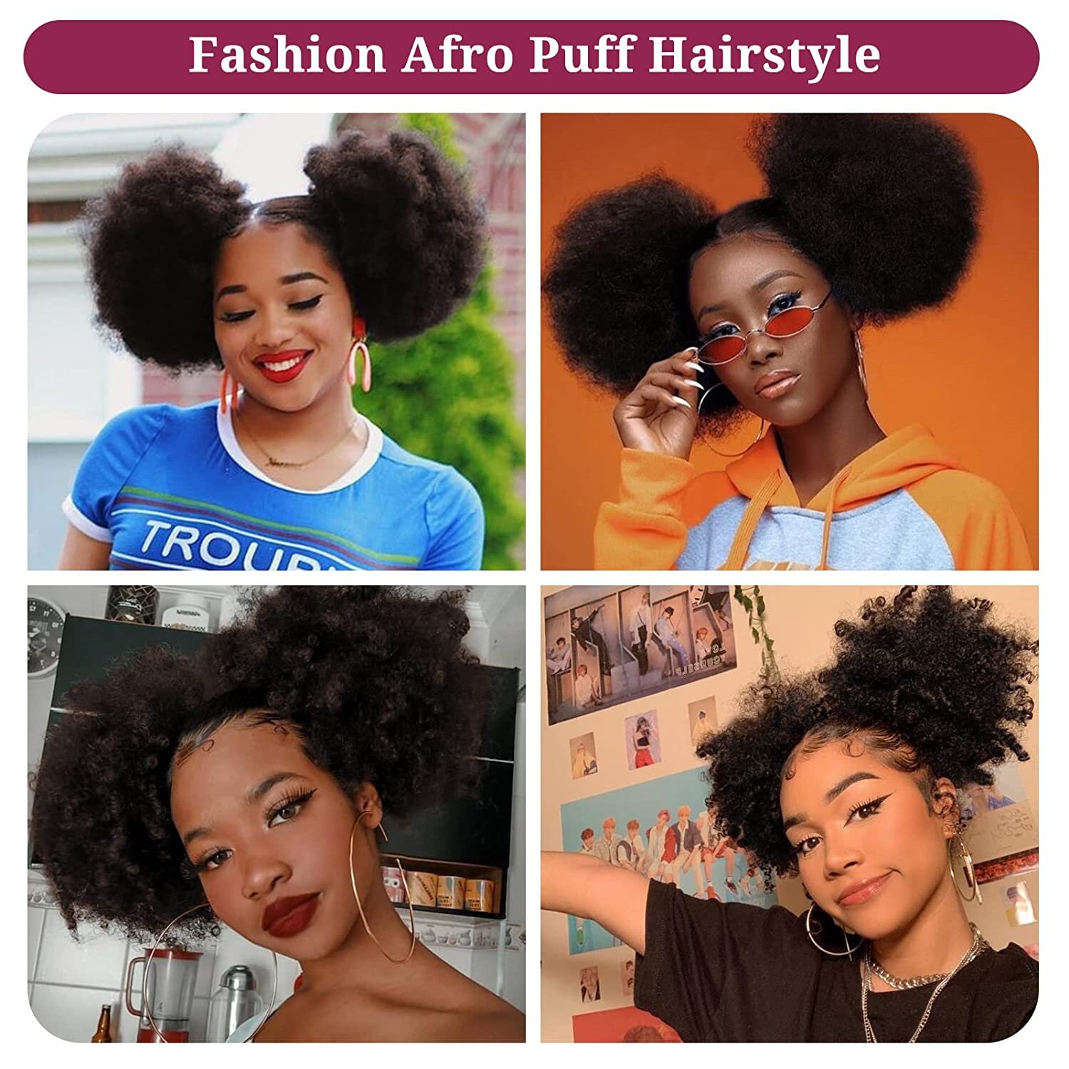 Set of 2 Afro Puff Drawstring Ponytail Extensions Synthetic - Etsy Set of 2 Afro Puff Drawstring Ponytail Extensions Synthetic - Etsy