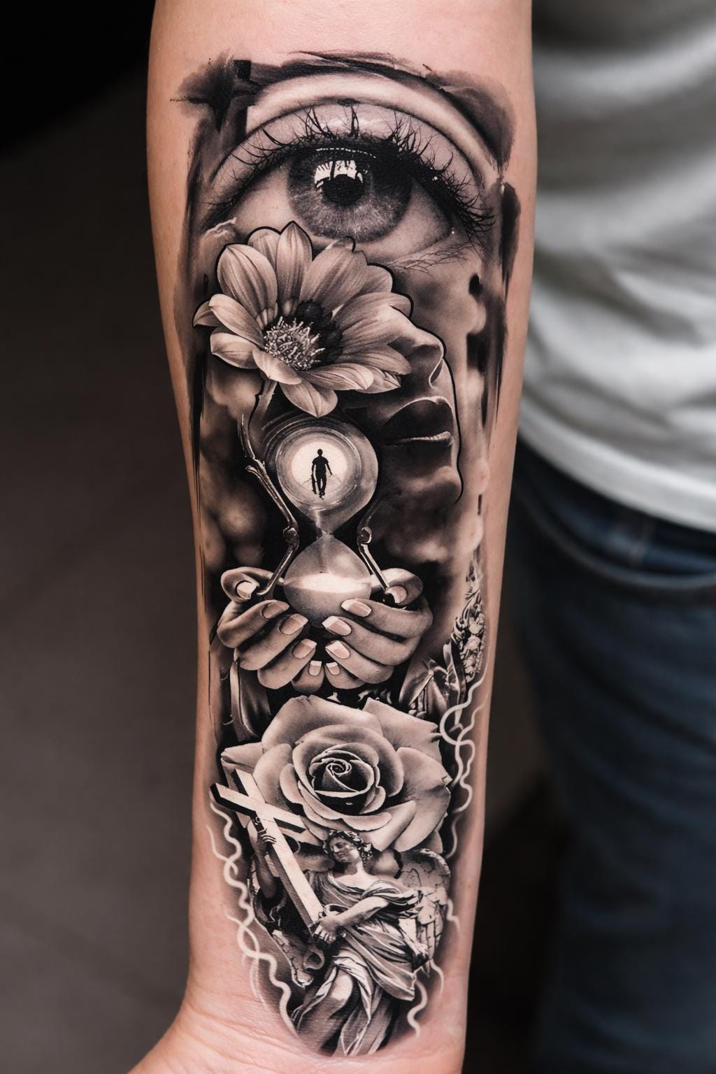 Tattoo sleeve angel - Etsy México, image size:1024x1536