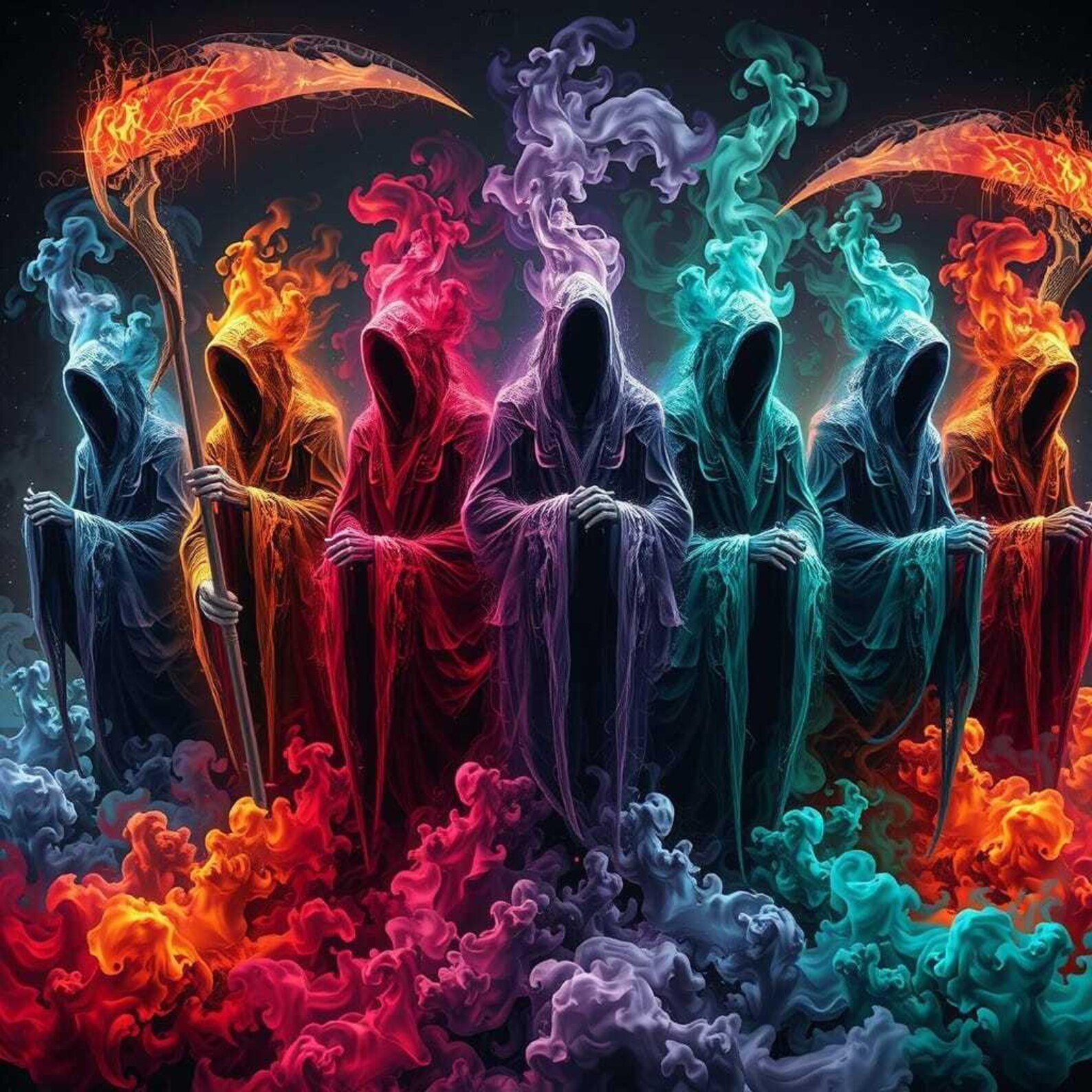 Rainbow Smoky Reapers Art Print: Vivid Home Decor (8.5x11 Cardstock) - Etsy