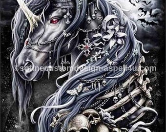 Night Skull Unicorn Mosaic New Made to Order in America Stunning 8.5x11 Cardstock Print with Vivid Colors Perfect for Home or Office Decor