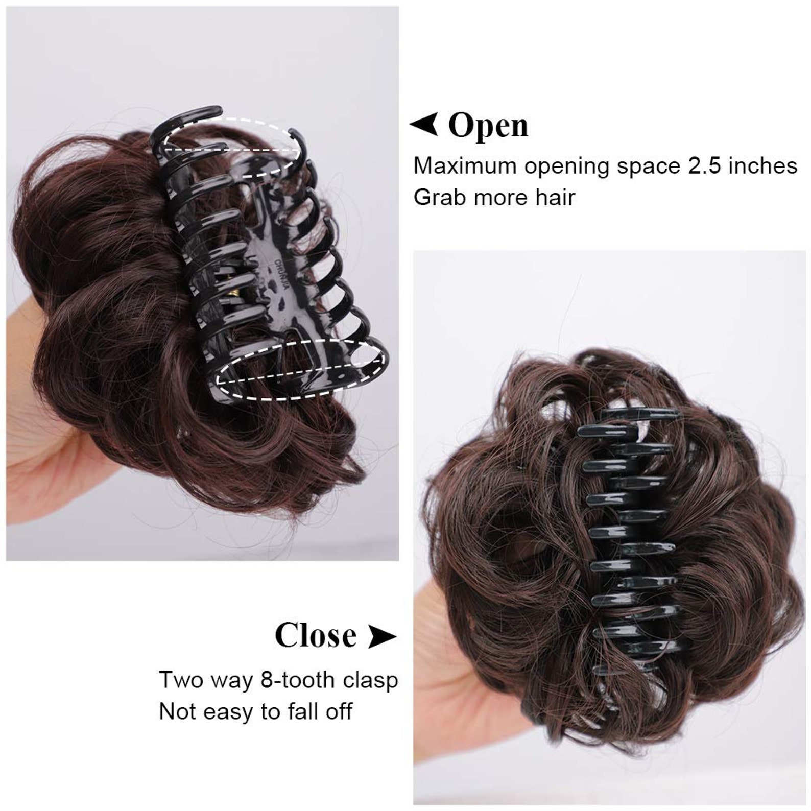 Claw Clip in Curly Messy Bun Jaw Hairpiece Natural Wave Etsy UK
