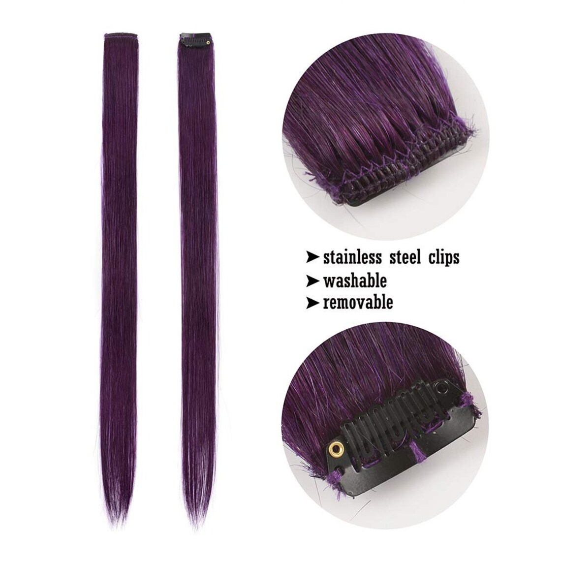 100 Human Hair Purple Clipin Extensions 18 Inch Long X Etsy