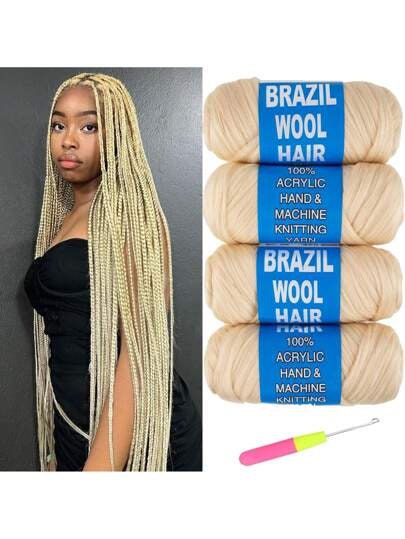 COOKOO 8 Roll Brazilian Wool Yarn Hair for Senegalese Twisting Jumbo Braid  Box Braids Faux Locs Knitting Hair Braids Twist Wraps Synthetic Hair