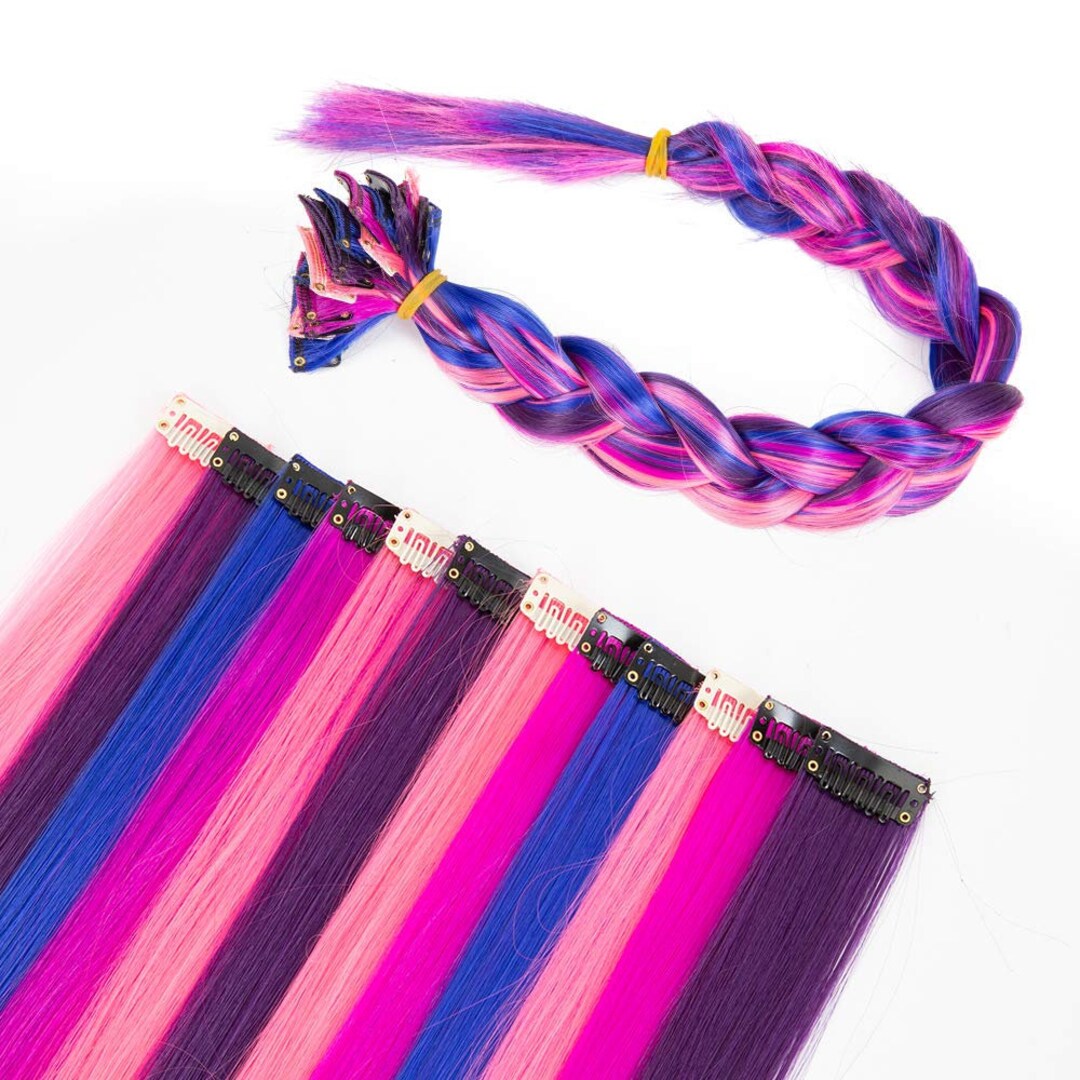Rainbow Clipin Extensions Set of 20 5 Colors Each Rainbow Colorful