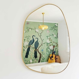 Irregular Bathroom Mirror Home Decor Unique Asymmetrical Gold Mirror Wall Decor Aesthetic Mirror Home Gift Interior Design