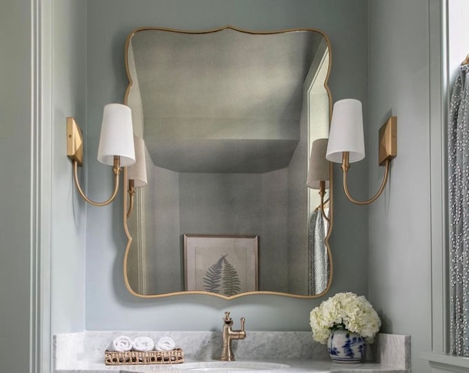 HOMECOOKIN Irregular Mirror Wall Decor, Wood Wall Mirrors Decorative for  Living Room, Bedroom, Bathroom, Entryway, Wall Mounted Asymmetrical Mirror