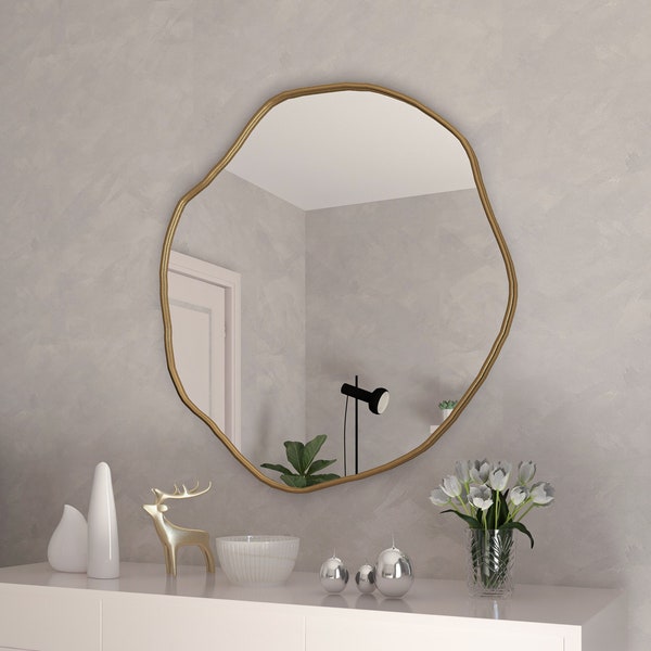 Kepez Irregular Mirror Home Decor Asymmetrical Unique Bathroom Mirror Aesthetic Design Wall Mirror Elegant Mirror