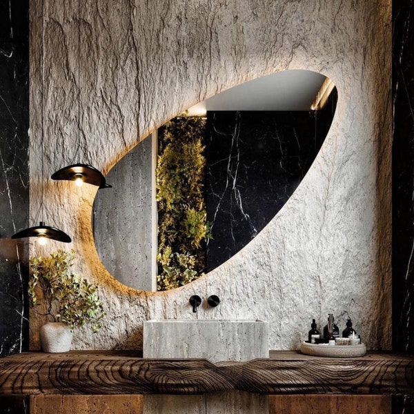 Pera Asymmetrical Bathroom Wall Mirror Irregular Style Home Decor Mirror Aesthetic Mirror