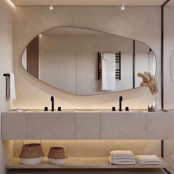 Biga Asymmetrischer Spiegel, Heimdekoration, ästhetischer Wandspiegel, Badezimmer-Design, unregelmäßiger Spiegel mit individuellem Design
