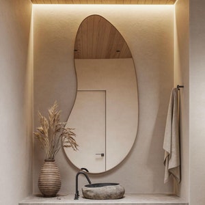 Flora Asymmetrical Wall Mirror Aesthetic Bathroom Mirror Irregular Home Design Custom Mirror Full Length Mirror