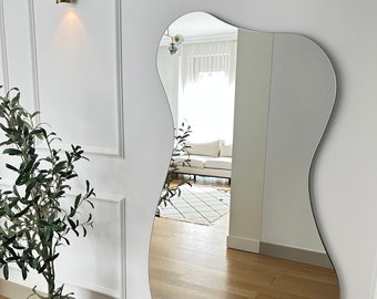 Aesthetic Full Length Irregular Mirror Asymmetrical Wall Design Mirror Tall Home Mirror