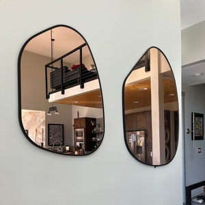 Miroir mural asymétrique teinté or rose Miroir esthétique teinté rose pour la maison