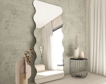 Curved Irregular Body Mirror Aesthetic Home Mirror Full Length Mirror Wall Mounted Mirror