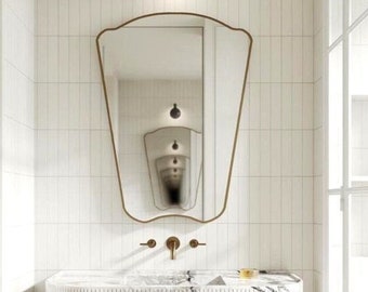 Miroir de maison irrégulier de style italien, design asymétrique, miroir de salle de bain, forme esthétique, miroir italien