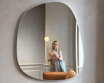 Wide Irregular Mirror, Asymmetric Interior Design , Luxury Mirror Home Decor, Mirror Wall Decor