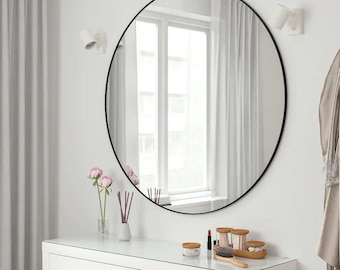 Circle Mirror Wall Decor,Round Aesthetic Mirror Home Design , Modern Flat Mirror Wall Art