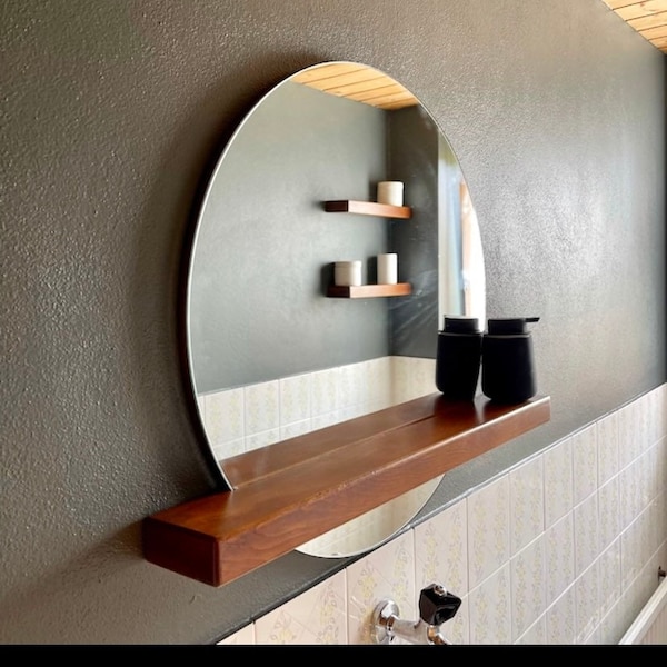 Mirror with Wood Shelf,Shelf Mirror,Wooden Shelf And Mirror