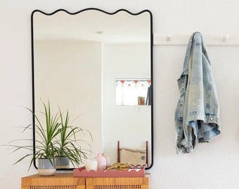 Asymmetrical Wavy Rectangle Mirror Home Decor Bathroom Modern Wall Mirror Irregular Mirror