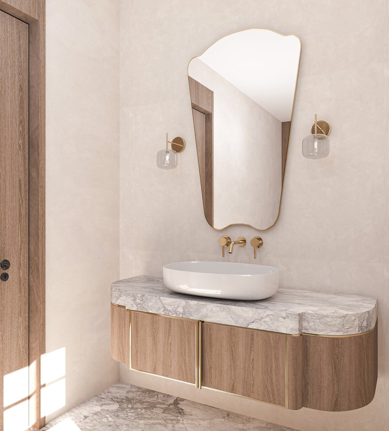 Italian Style Irregular Home Mirror Asymmetrical Design Bathroom Mirror Aesthetic Shape Italy Mirror image 8