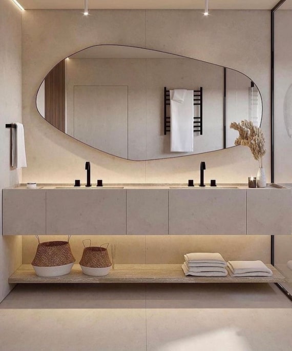 Biga Specchio asimmetrico Decorazioni per la casa Specchio da parete  estetico Design per il bagno Specchio dal design personalizzato irregolare  -  Italia