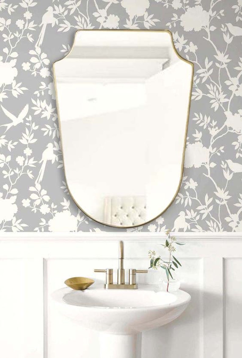 Italian Style Mirror, Irregular Mirror Home Decor, Asymmetrical Shield Mirror, Wall Decoration image 3