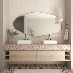 Sile Irregular Wall LED Mirror Asymmetrical Design Home Mirror Aesthetic Bathroom Mirror Unique Mirror image 6