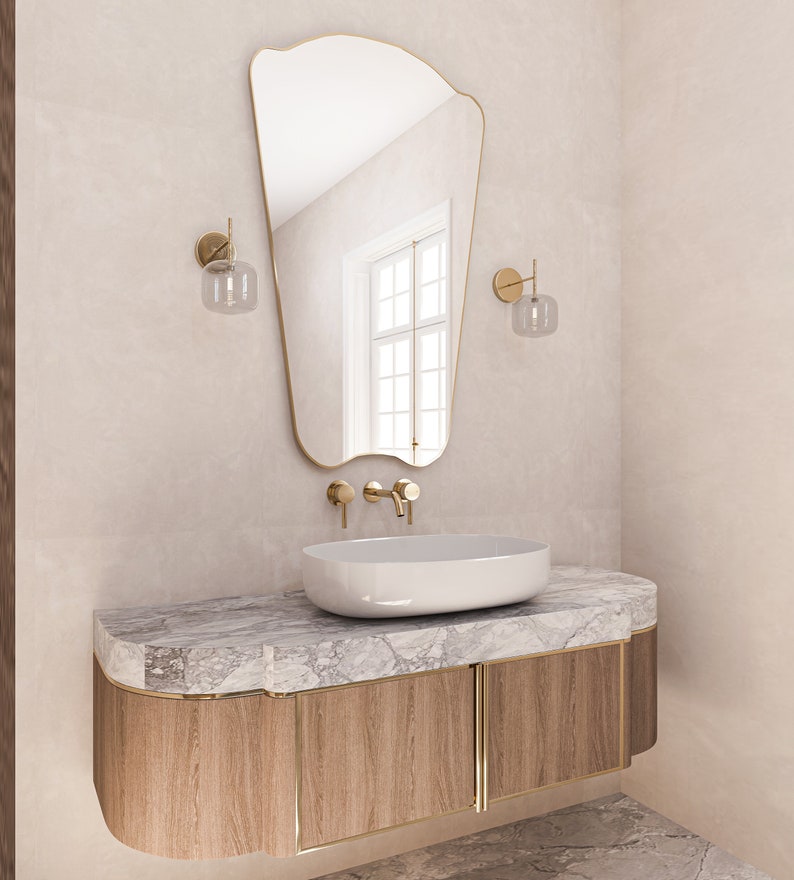 Italian Style Irregular Home Mirror Asymmetrical Design Bathroom Mirror Aesthetic Shape Italy Mirror zdjęcie 10