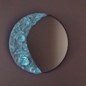 Moon Aesthetic Mirror, Crescent Mirror, Glow in the Dark Mirror, Mirror Home Decor