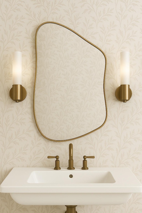 Verona Asymmetrical Wall Mirror | Modern Black Frame Bathroom Vanity Mirror | Organic Irregular Shape Decorative Mirror
