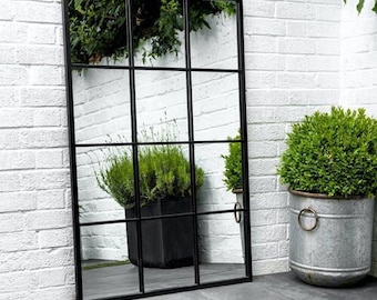 Full Length Window Mirror, Large Industrial Mirror, Aesthetic Mirror Home Design Aegean  Mirror Tall Mirror