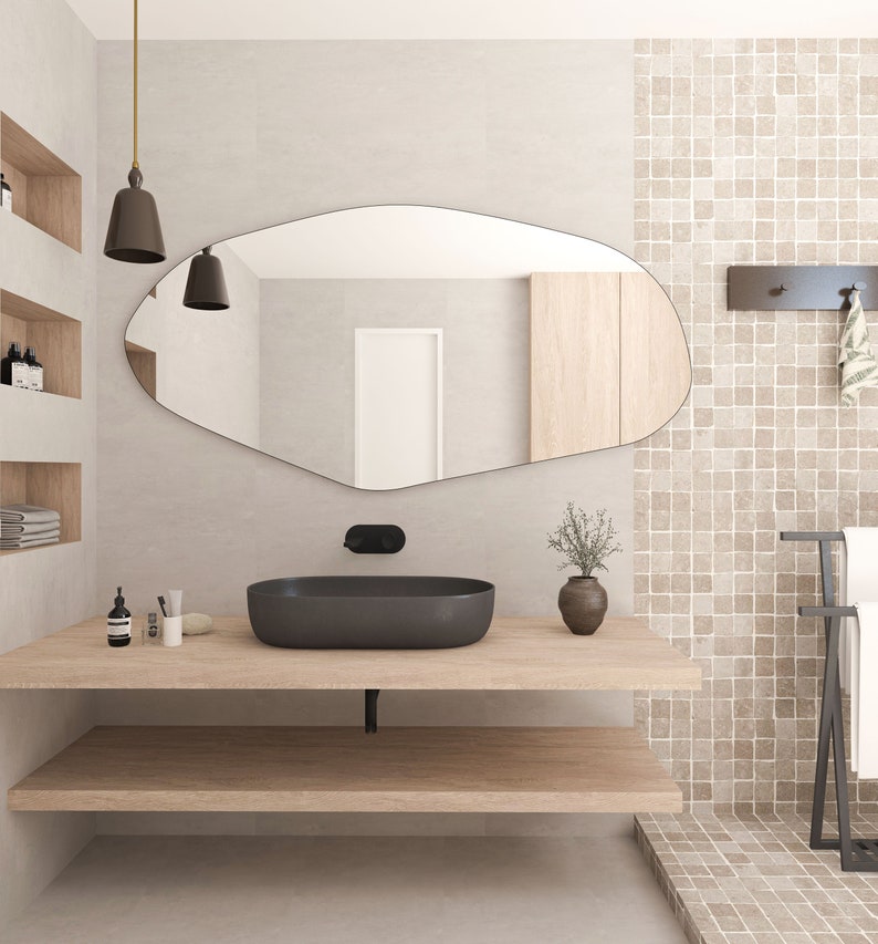 Sile Irregular Wall LED Mirror Asymmetrical Design Home Mirror Aesthetic Bathroom Mirror Unique Mirror image 7