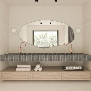 Sile Irregular Wall LED Mirror Asymmetrical Design Home Mirror Aesthetic Bathroom Mirror Unique Mirror image 8